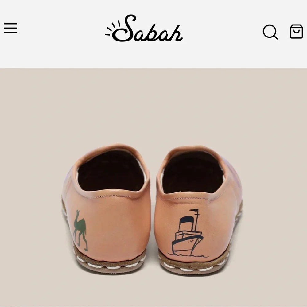 Custom Artist Series Sabah Tan Leather Slippers by Artist Carolyn Macartney - Picture 10 of 10